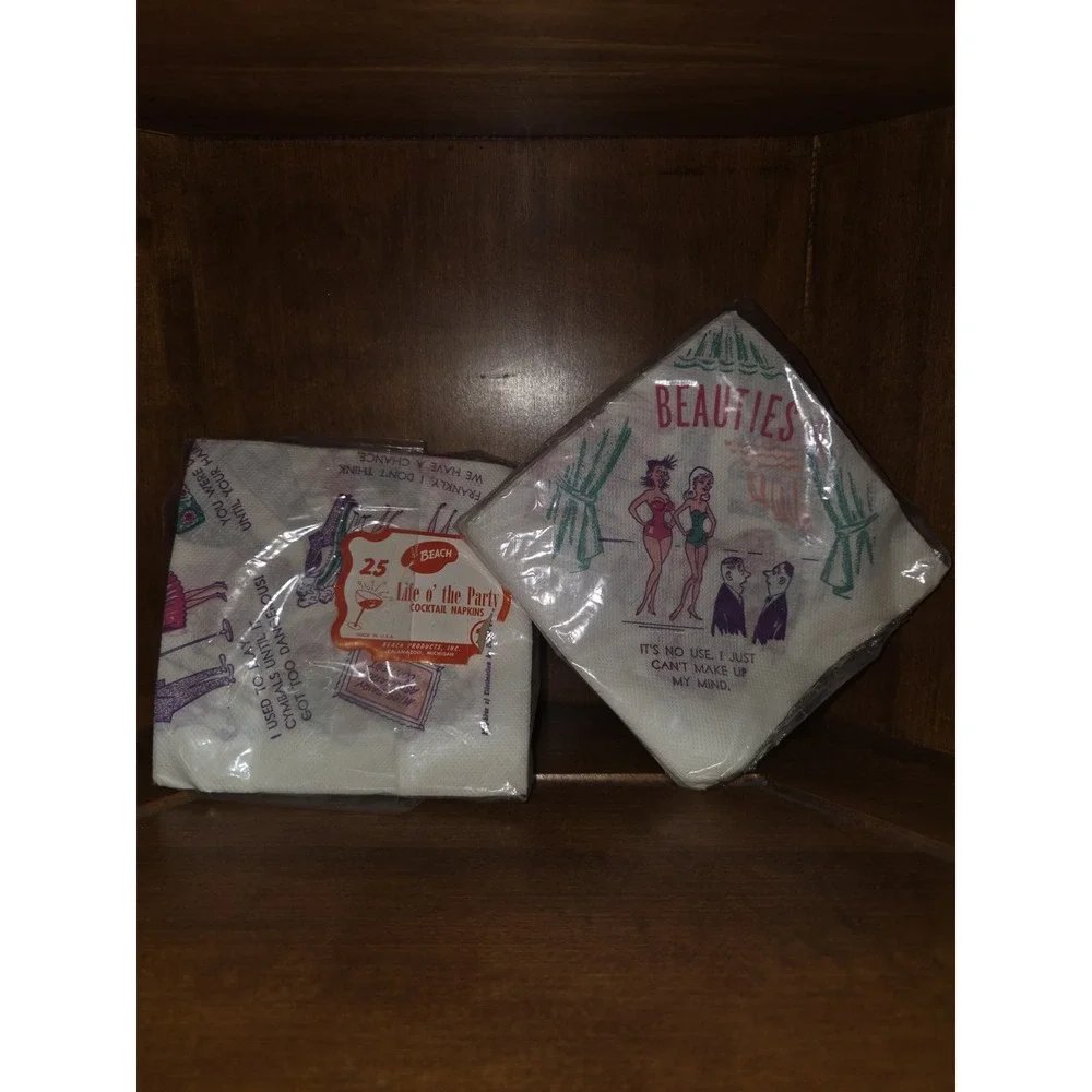 2 Packs Vintage Beach Products - Cocktail Novelty Paper Napkins 9.5